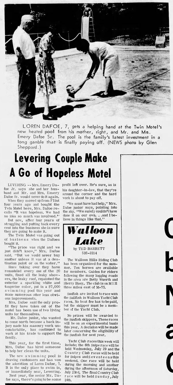 Twin Motel - 1966 Article From Petoskey
